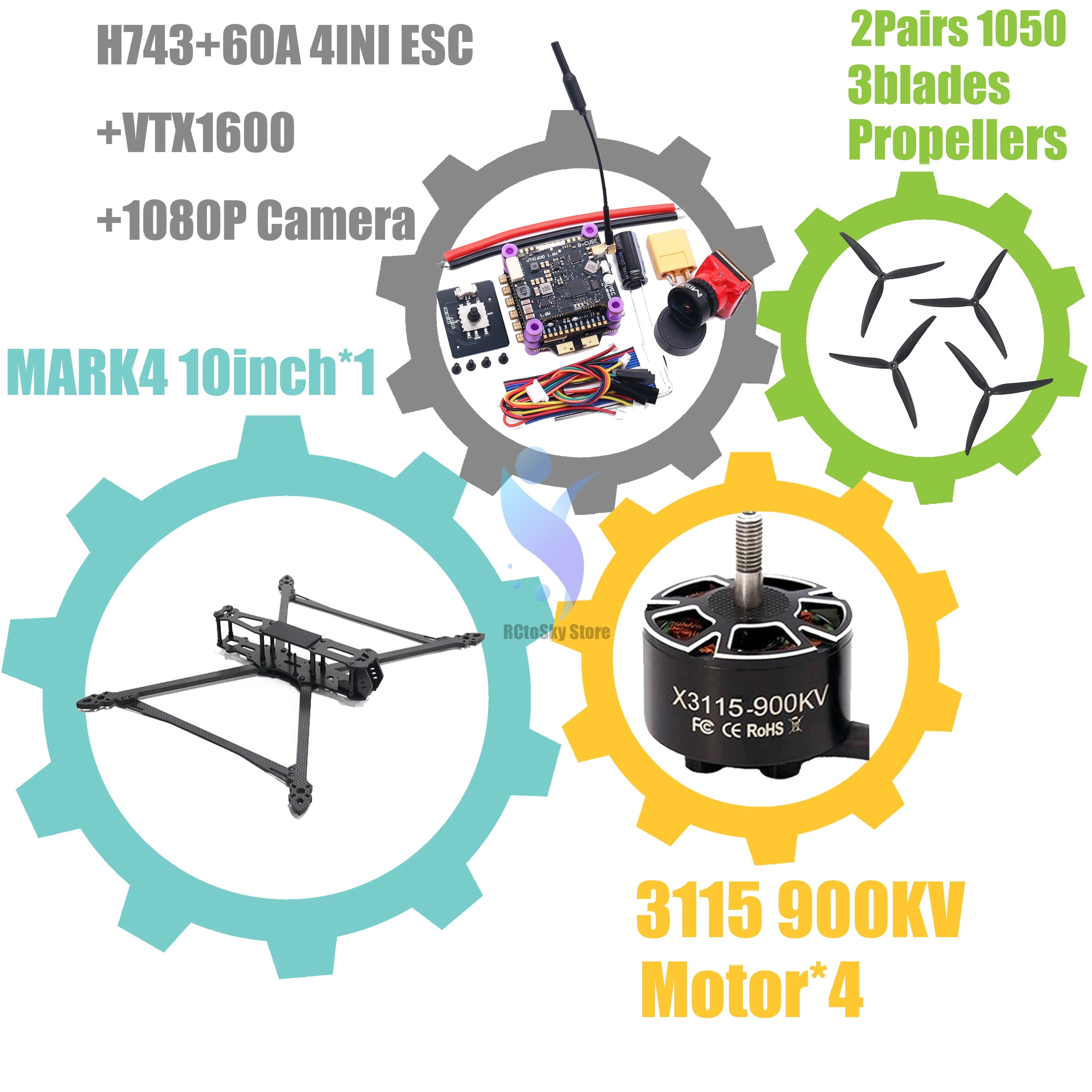 Mark4 v2 8 polegadas 9 polegadas 10 polegadas h743 controle de vôo 60a 4 mini esc rack drone fpv fibra carbono drone de corrida fotovoltaico quadcopter freestyle - Image 3