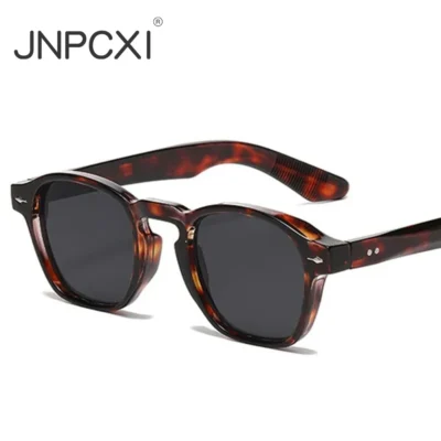 JNPCXI Retro Rebites Homens Óculos de Sol Quadrados Moda Azul Verde Tendências Tons UV400 Mulheres Armação Transparente