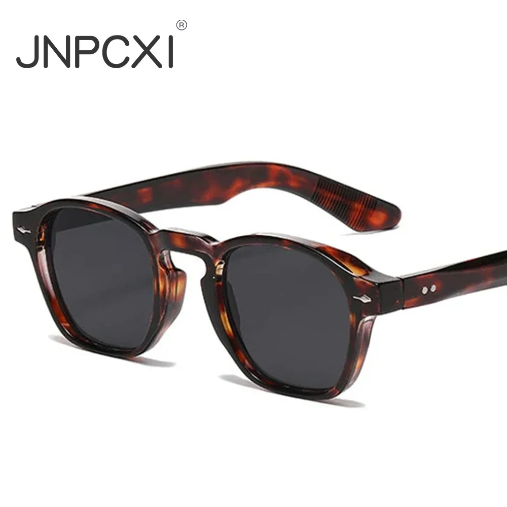 JNPCXI Retro Rebites Homens Óculos de Sol Quadrados Moda Azul Verde Tendências Tons UV400 Mulheres Armação Transparente