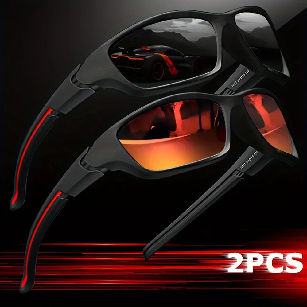 2 pçs avançado legal fantasia polarizado surround moda óculos, esportes ao ar livre masculinos e femininos, ciclismo, pesca, caminhadas, golfe