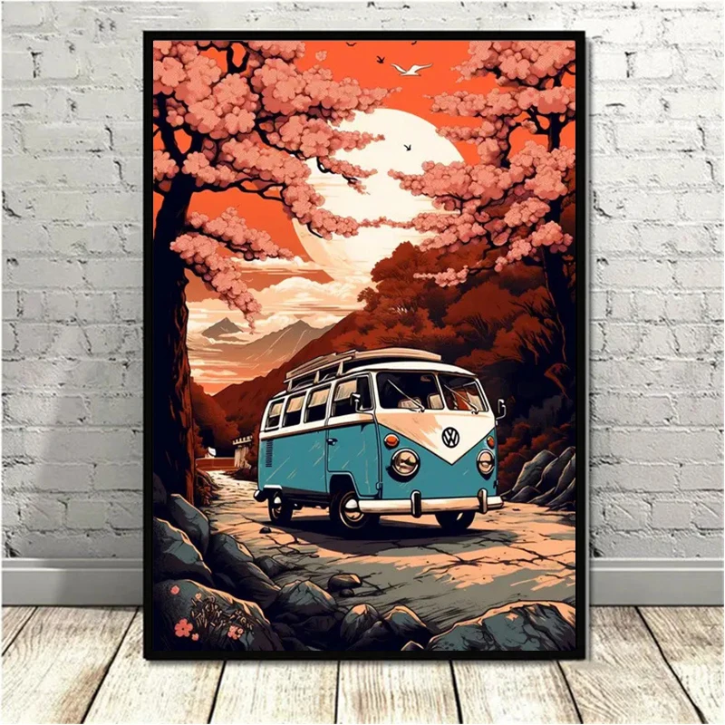 Pintura em tela de paisagem japonesa gtr, pôsteres de carro, impressão, mural, fotos, sala de estar, arte moderna, decoração estética de casa, quadros - Image 4