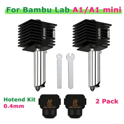 Kit Hotend A1 Mini/A1 (2 Unidades), Bico de Aço Temperado de 0,4mm, Substituição de Extrusora de Alta Temperatura para Impressora 3D Bambu Lab