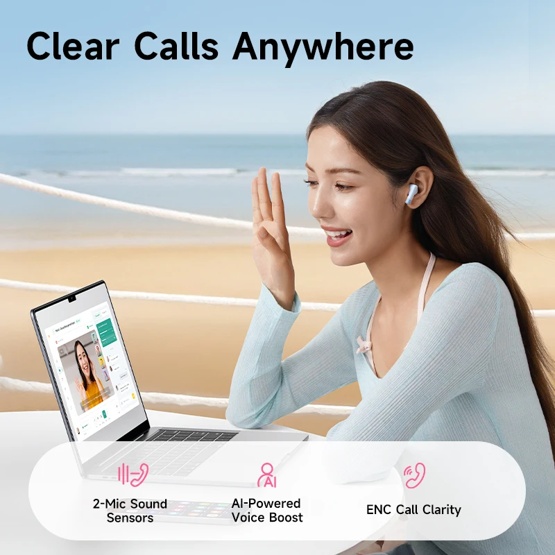 Baseus Bass BS2 Lite True Wireless Fones de ouvido Bluetooth 6.0 Fones de ouvido semi-in-ear 2 microfones AI ENC 40H Playtime IP55 SuperBass Fones de ouvido - Image 5