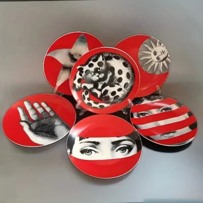 1 peça, série estilo italiano vermelho - painel decorativo de cerâmica, uso sem alimentos, adequado para casa, sala de estar, decoração de férias