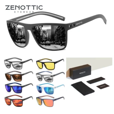 Óculos de sol polarizados ZENOTTIC para homens, armação leve TR90, proteção UV400, óculos de sol quadrados