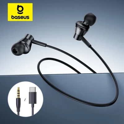 Baseus Encok CZ11/HZ11 Fones de ouvido com fio Type-C/3.5mm Jack Fones de ouvido com fio com microfone 120 ° Ângulo para laptop computador tablet telefone