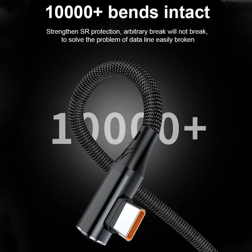 Cabo USB C para C de 120W com ângulo reto de 90 graus, carregamento rápido PD Quick Charge 4.0 para Samsung, Xiaomi, Huawei, Realme, iPhone 15 - Image 2