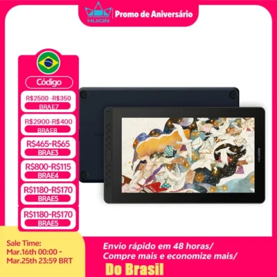 HUION-Monitor de desenho gráfico, Kamvas 16(2021), Tablet com caneta digital sem bateria para Win, Mac e Android, 120% s RGB, nova chegada
