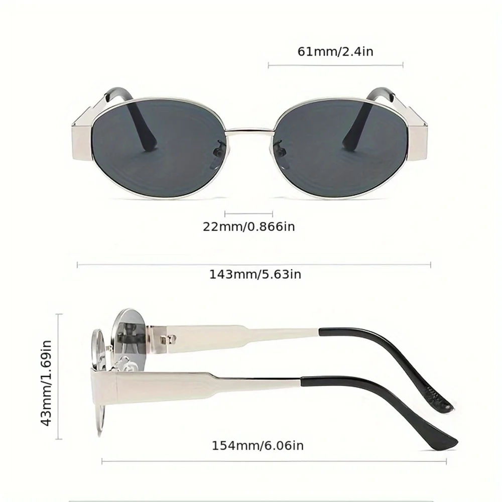 2 pçs vintage estilo punk óculos de sol retro redondo armação de metal feminino óculos de sol moda - Image 5
