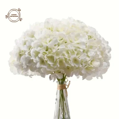 10 pçs cabeças de flores de hortênsia artificial com hastes decoração de festa de casamento flores falsas ornamento de casa buquês de seda decorações de quarto