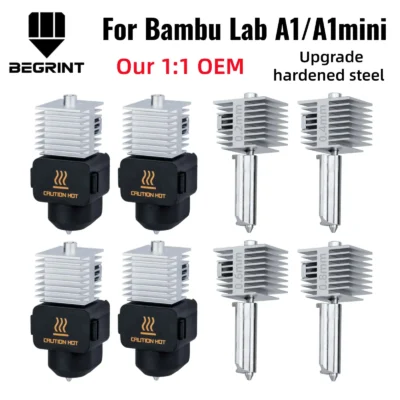Bico de Aço Temperado Integrado para Bambu Lab A1/A1MINI - Kit Hotend A1 de Alta Precisão - Bicos A1 Idênticos aos Originais de Alta Qualidade