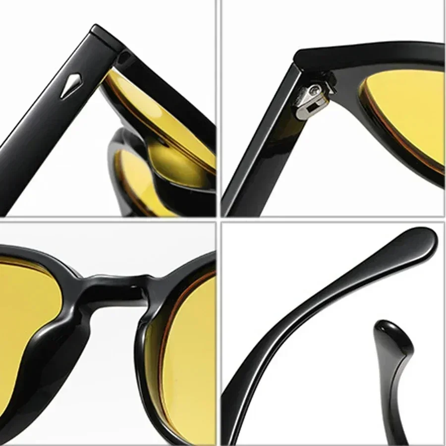 Jnpcxi novo retro redondo óculos de sol feminino amarelo moda rebites decoração tons uv400 masculino punk óculos de sol - Image 5