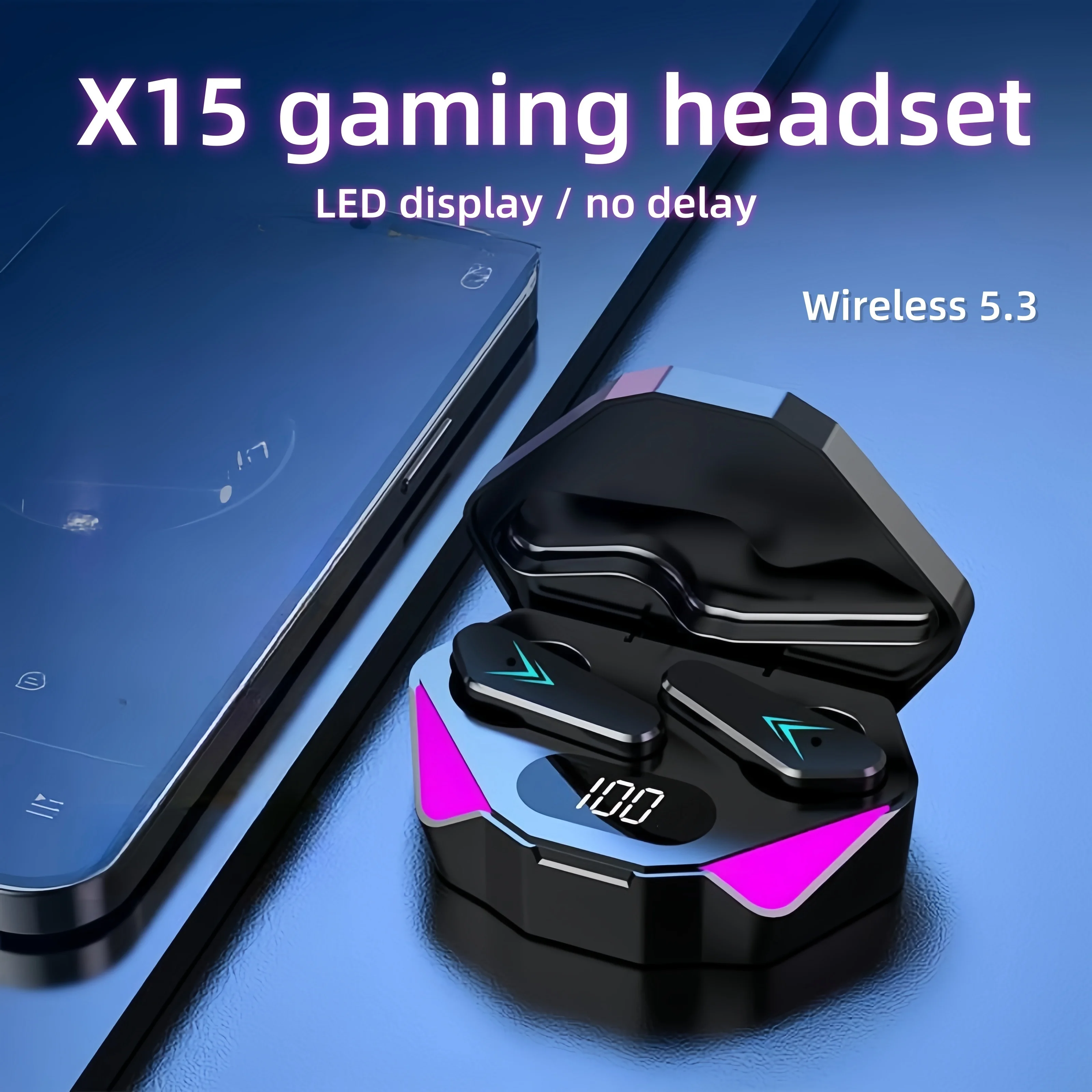 X15 tws sem fio bluetooth fone de ouvido display led gamer fones com microfone sem fio com cancelamento ruído bluetooth - Image 4