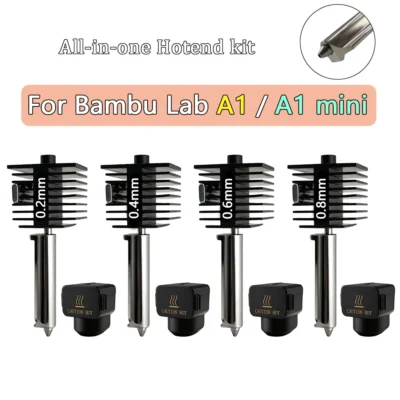 Kit Hotend Completo para Bambu Lab A1 Mini, Bico de Aço Temperado 0.2/0.4/0.6/0.8mm, Acessório para Impressora 3D Bambu Lab A1