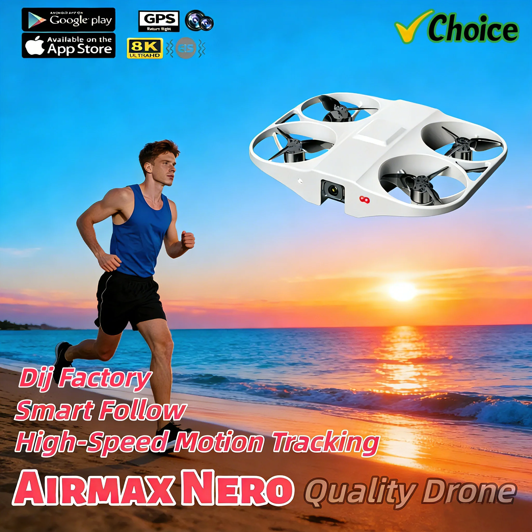 Novo Drone Mini Fino 2026 GPS Airmax Neo Profissional de Fábrica com Seguimento Inteligente RTH Câmera HD 8K Visão Noturna Aeronave de Controle Remoto