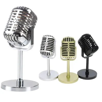 Adereço de microfone vintage, ângulo de microfone falso retrô ajustável, lembranças decorativas para festa, performance ao vivo, ornamentos de bar doméstico