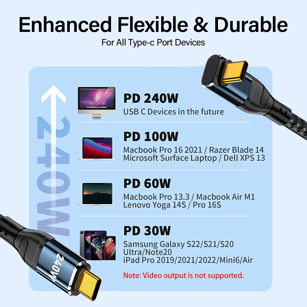 Cotovelo de 90 graus carregamento super rápido pd 3.1 240w usb tipo c para cabo c para iphone 15 apple ipad macbook vivo samsung carregador de dados - Image 5