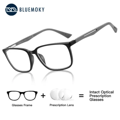 Bluemoky 2026 masculino quadrado menos óculos de prescrição anti luz azul fotocromática miopia óculos para mulher esportes progressivos