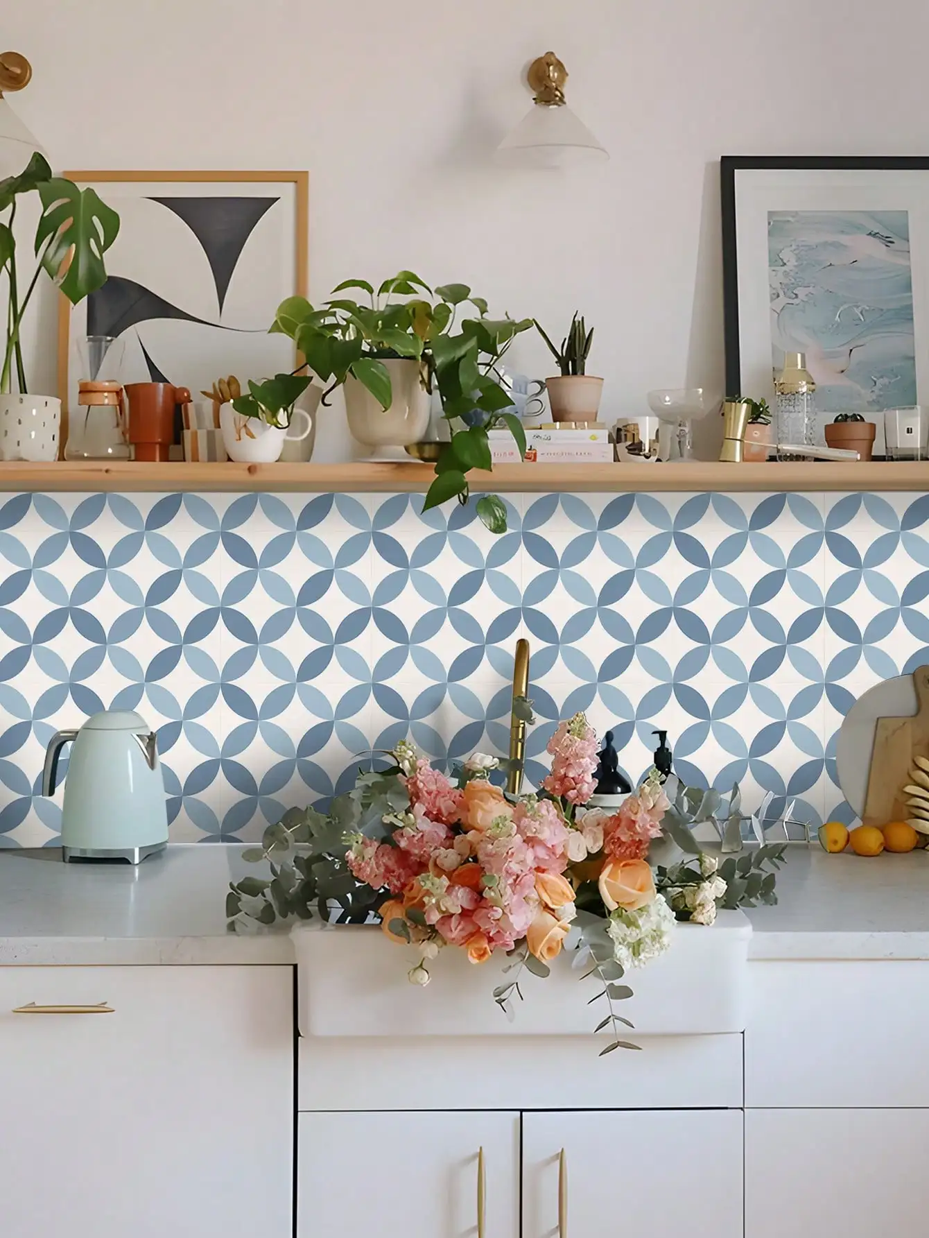 12pçs adesivos de piso com padrão geométrico escandinavo, peças duras espessadas, adesivos de azulejos falsos, forte adesão para paredes de cimento. - Image 8