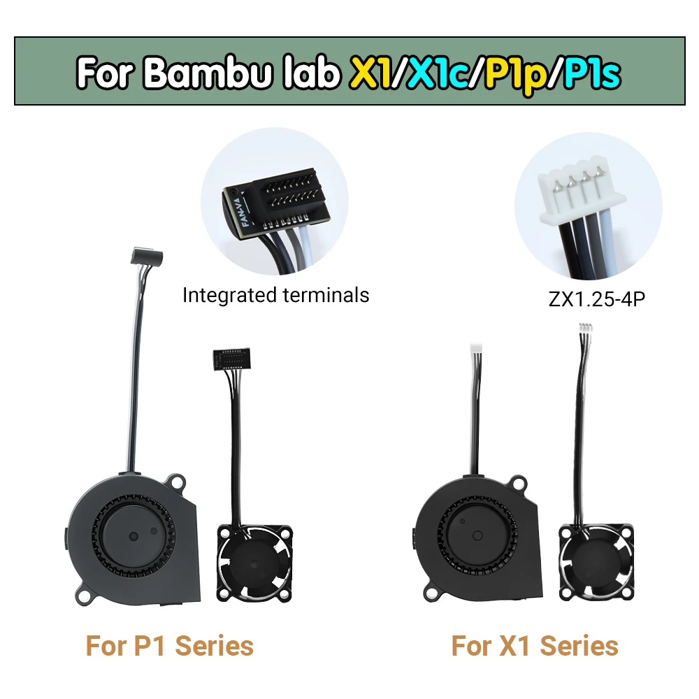 Ventilador Original Lab X1 P1P P1S 5015, Mini Ventilador 2510 5V 15000 rpm/min com Cabo para Impressora 3D Bamboo