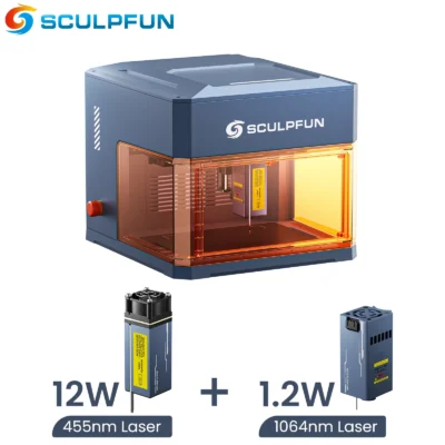 Sculpfun icube ultra duplo desktop gravador a laser 12w + 1.2w máquina de corte de gravação a laser 150*130mm gravador cnc para madeira