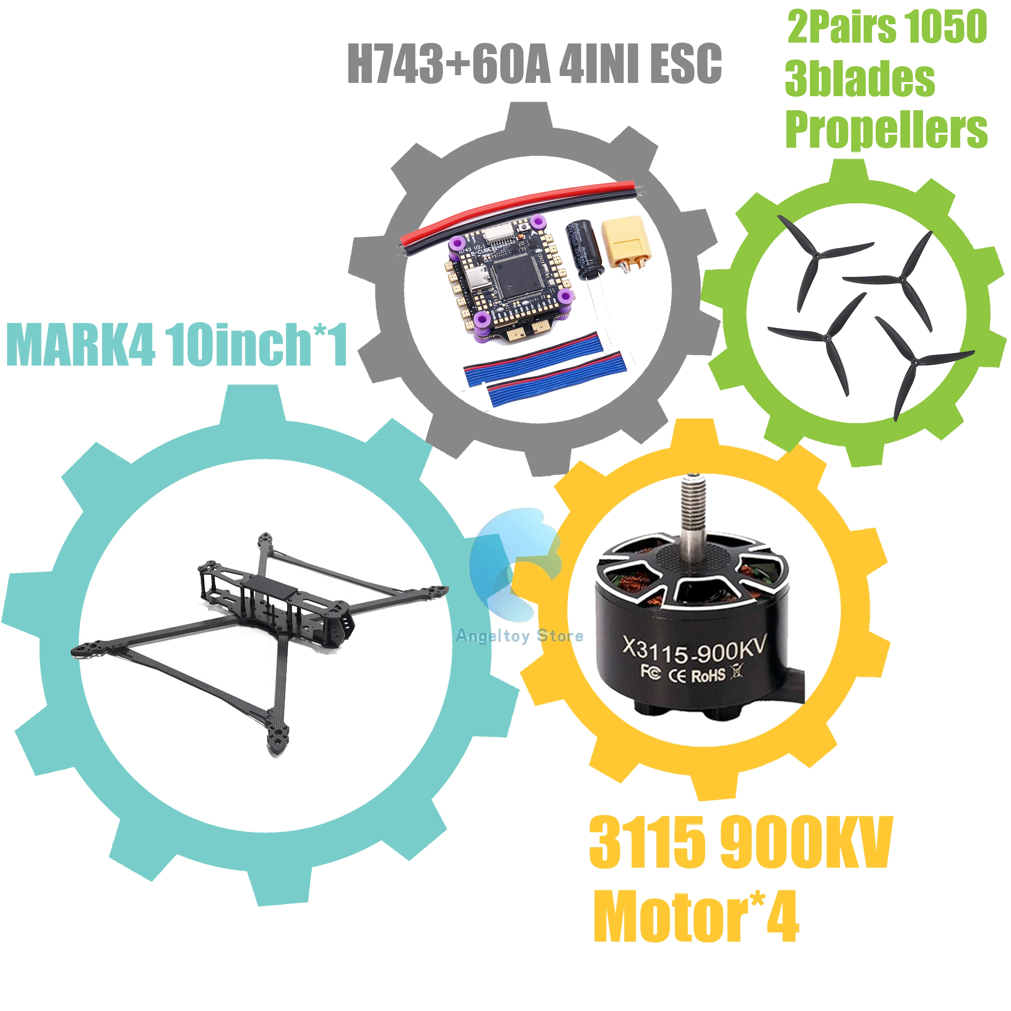 MARK4 V2 8 polegadas 9 polegadas 10 polegadas H743 Controle de Voo 60A 4INI ESC drone FPV de fibra de carbono para corrida e freestyle - Image 2
