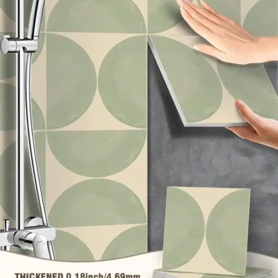 12pçs adesivos de piso com padrão geométrico escandinavo, peças duras espessadas, adesivos de azulejos falsos, forte adesão para paredes de cimento.