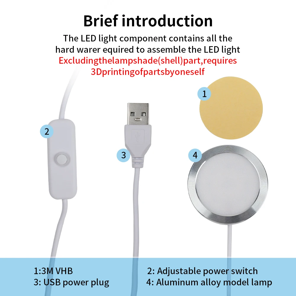 Para bambu laboratório kit de lâmpada led 001 branco quente dc 5v 3w rgb para bambu laboratório peças impressora 3d oficial acessórios do laboratório bambu com controle remoto - Image 3