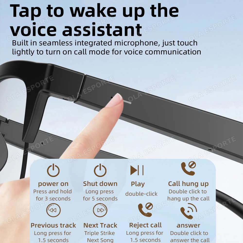 2025 fotosensível mudança de cor óculos inteligentes bluetooth chamadas de voz controle música uv polarizado óculos de sol fone de ouvido homem - Image 6