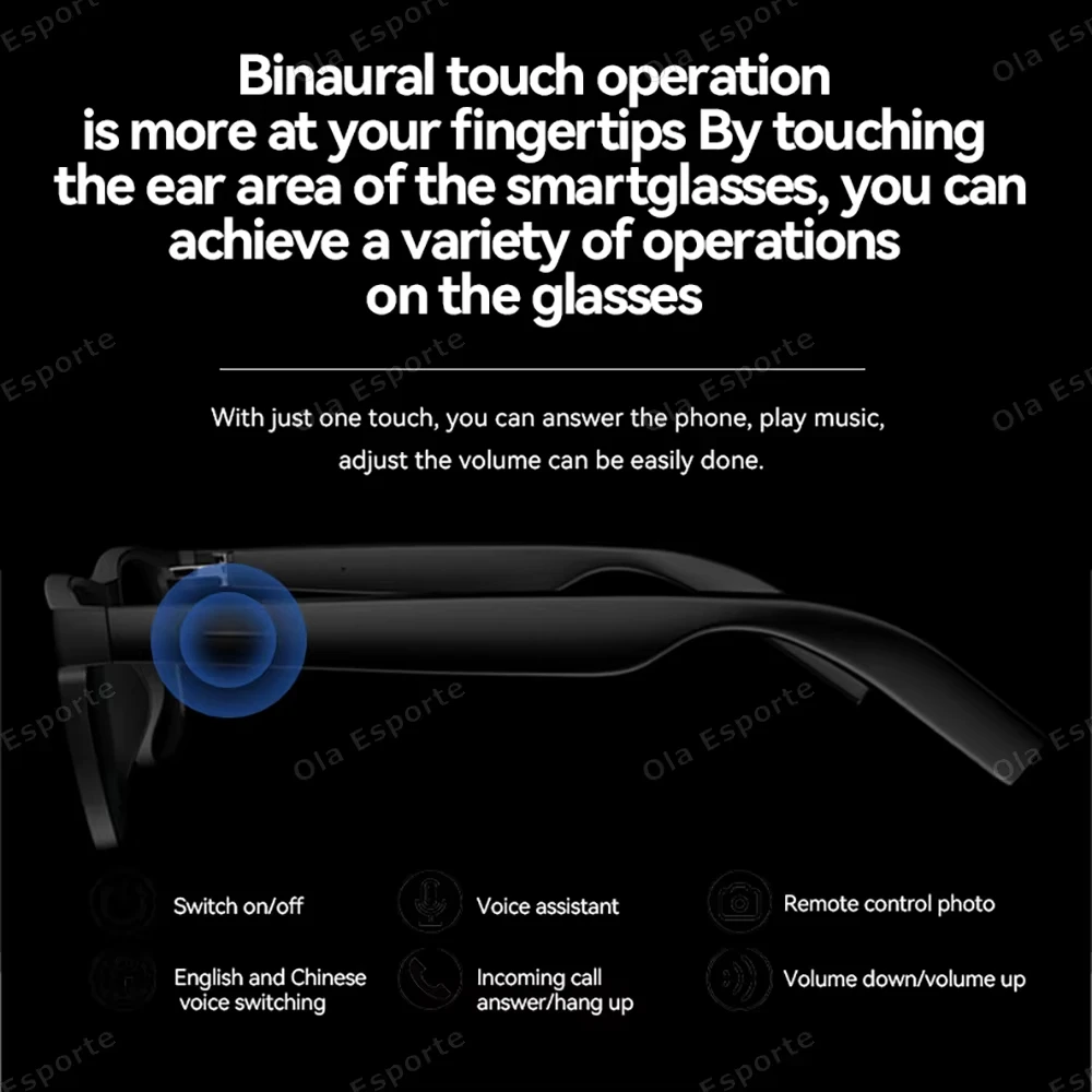 Óculos Inteligentes Sem Fio Lenovo AI, Óculos de Sol Bluetooth com Controle Remoto 8K, Câmera Touch para Fotos, Gravação, Assistente de Voz e Tradutor - Image 9
