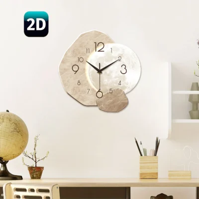 Relógio de parede silencioso simples e moderno, design de lua - movimento de quartzo, material de madeira, para decoração de quarto, sala de estar ou escritório