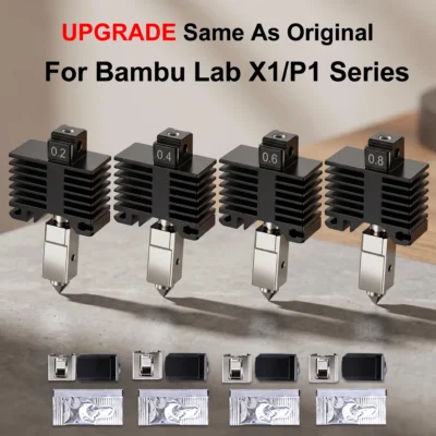 Atualização para Hotend Bambu Lab P1S 0.2 0.4 0.6 0.8 em Aço Temperado, Hotend Bambu P1P X1C à Prova de Vazamentos, Acessórios para Impressora 3D