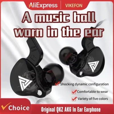 Vikefon qkz ak6 fone de ouvido intra-auricular 6 unidade de driver dinâmico fone de ouvido com microfone estéreo esportes alta fidelidade subwoofer monitor fones de ouvido