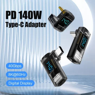 40gbps 8k @ 60hz adaptador usb c de 90 graus display digital tipo c adaptador pd 140w USB-C macho para fêmea conector para iphone 16 ipad