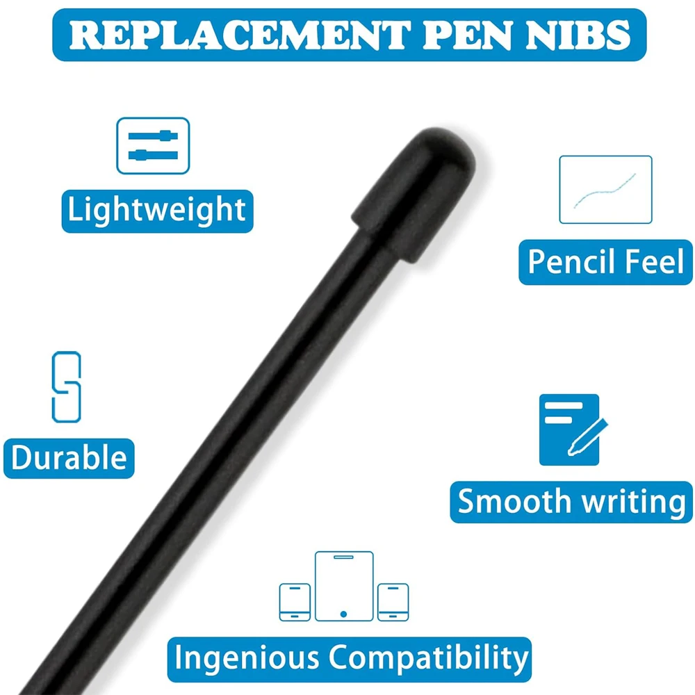 Para WA-COM caneta padrão nibs 10 pçs preto substituição recarga caneta dicas para intuos pro para imobilestudio pro para cintiq pro - Image 6