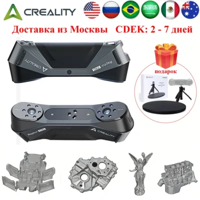 Scanner 3D Creality CR-Scan Raptor PRO com escaneamento colorido de 24 bits, luz estruturada NIR e laser, com escaneamento mais rápido e preciso.