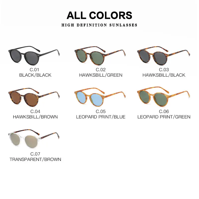 Óculos de sol retro redondos polarizados para homens e mulheres, armação leopardo clássico, óculos de direção moda preta, masculino e feminino, UV400 - Image 8
