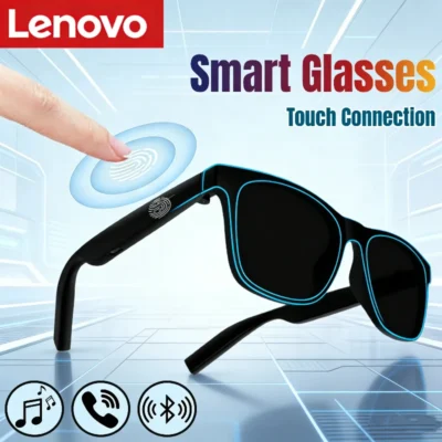 Óculos Inteligentes Lenovo com Controle Remoto, Câmera de Toque, Tradutor, Assistente de Voz, Óculos de Sol para Adultos, Óculos Bluetooth Sem Fio