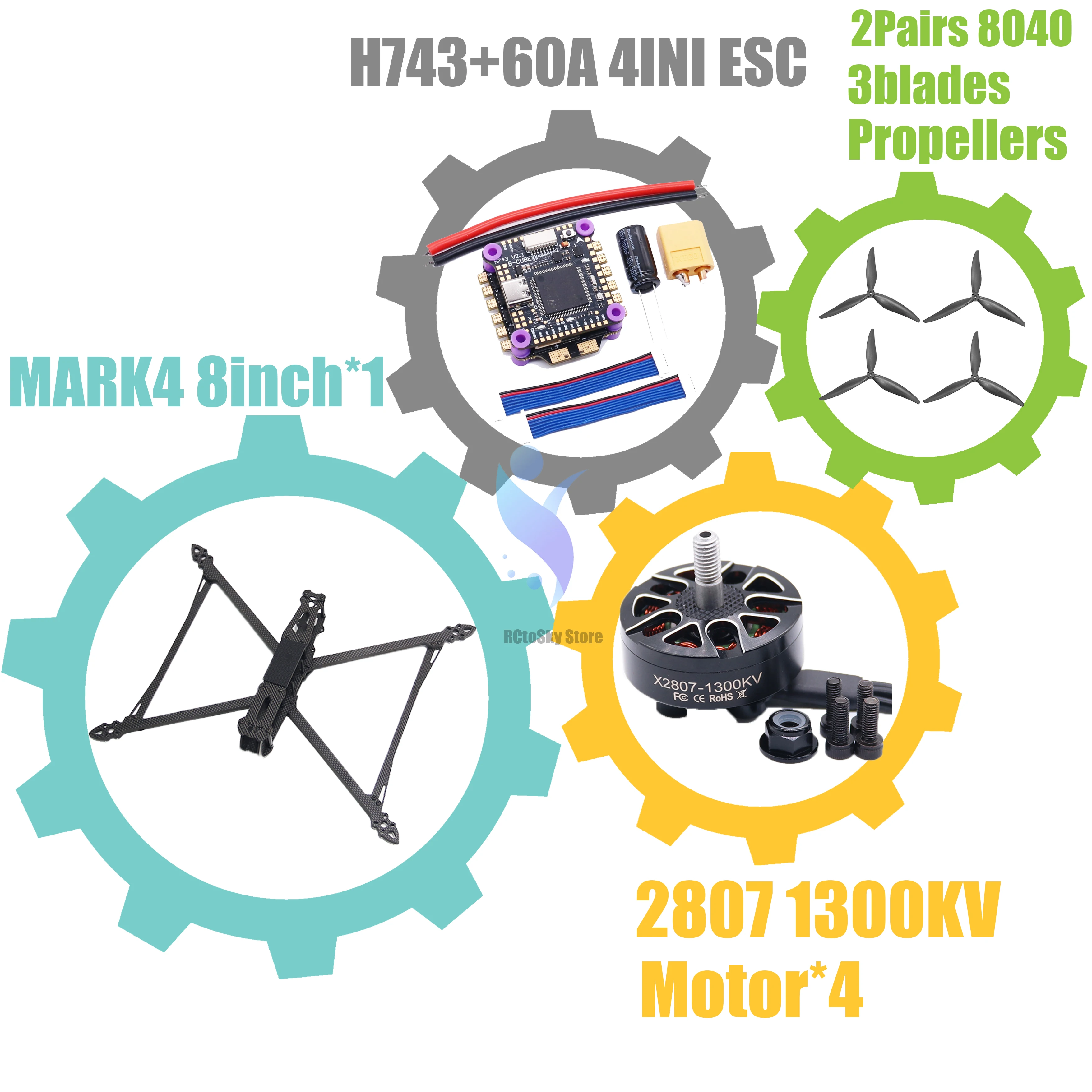 Mark4 v2 8 polegadas 9 polegadas 10 polegadas h743 controle de vôo 60a 4 mini esc rack drone fpv fibra carbono drone de corrida fotovoltaico quadcopter freestyle - Image 2