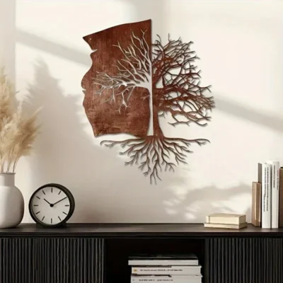 1pc árvore da vida decoração de parede, arte de metal ferrugem, estilo moderno para sala de estar, pátio, quarto