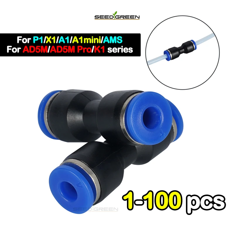 Para impressora 3d de laboratórioambu, tubo de alimentação de ptfe, junta de impressora 3d usada para conectar tubos de material ptfe para laboratório de bambu x1c x1 p1s p1p