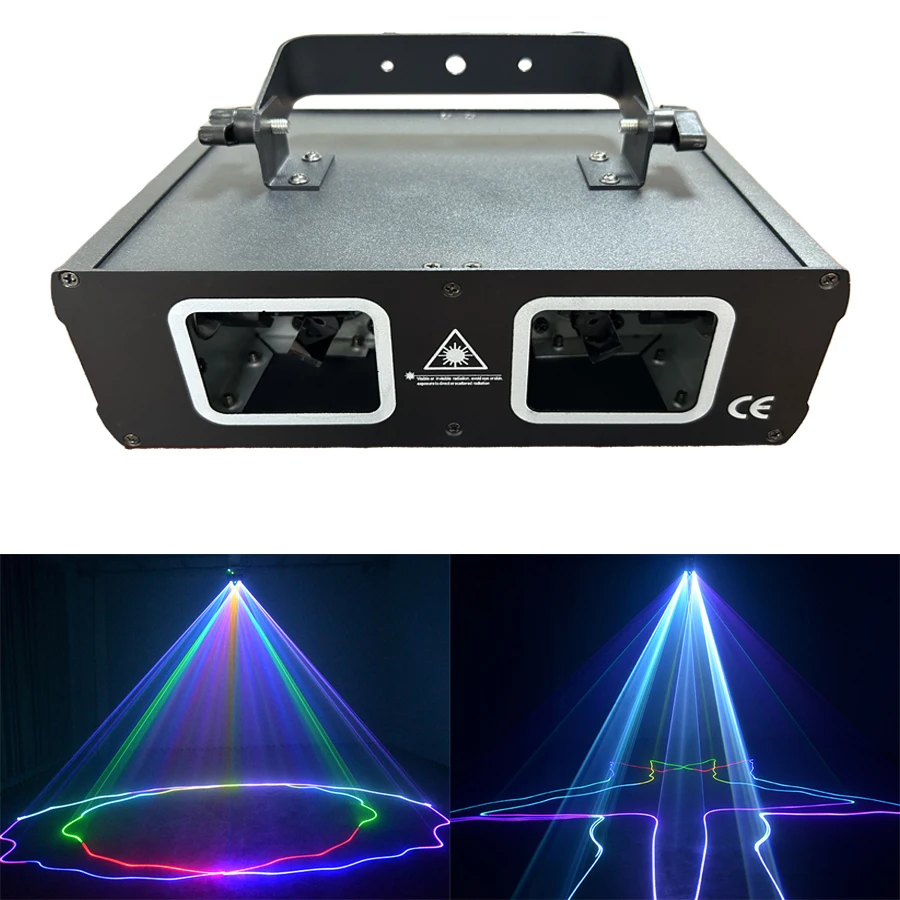 Dual Lens RGB Beam Line Scanner Projetor, Lâmpada Laser, Adequado para Disco DJ, Festa, Casamento, Bar, Luz de Palco, DMX512