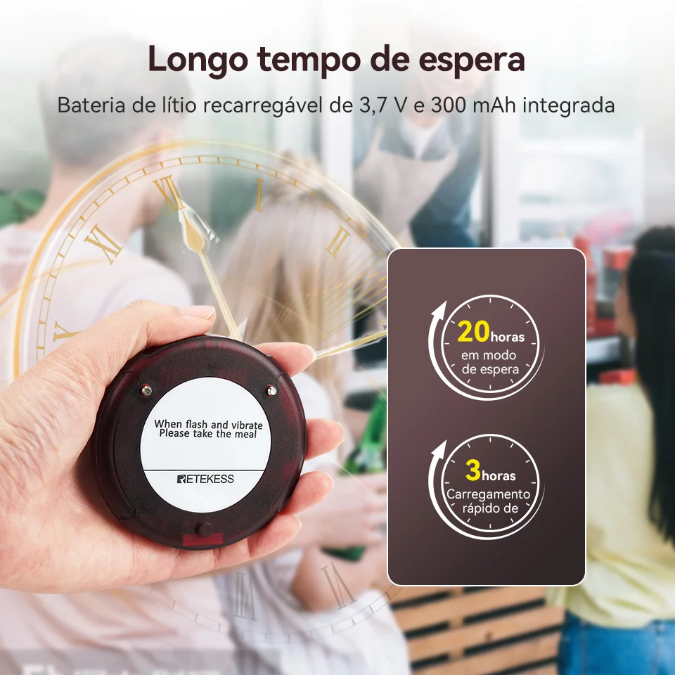 RETEKESS TD163 Sistema de Chamada Sem Fio para Garçons em Restaurantes Pager Vibratório Beeper para Cafeterias e Food Trucks Dispositivo de Chamada - Image 4