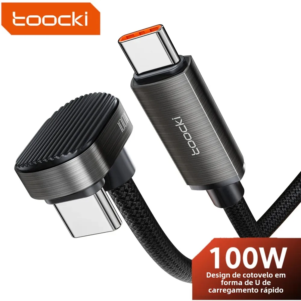 Toocki 100w em forma de u cotovelo de 180 graus tipo c para tipo c cabo de jogo móvel usb c para iluminação cabo de carga rápida para iphone xiaomi