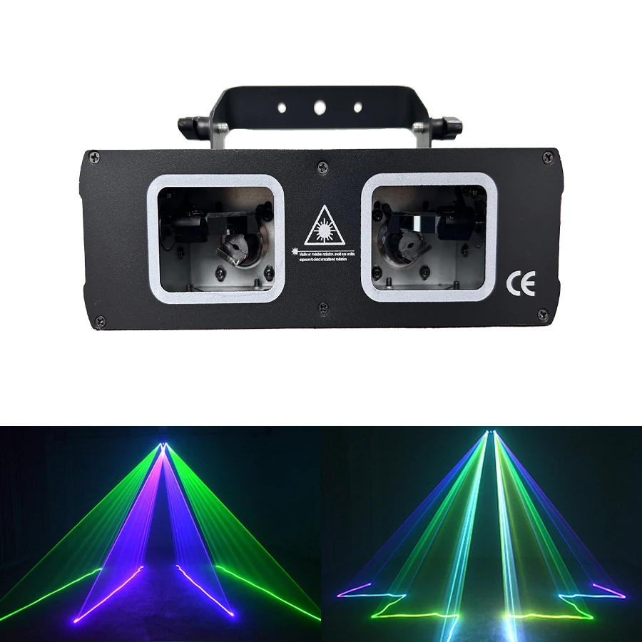 Dual Lens RGB Beam Line Scanner Projetor, Lâmpada Laser, Adequado para Disco DJ, Festa, Casamento, Bar, Luz de Palco, DMX512 - Image 2