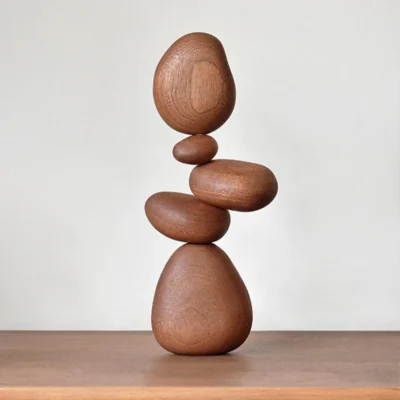 Ornamentos Artísticos Divertidos em Forma de Pedra de Madeira Sólida, Estilo Nórdico, Quebra-Cabeça de Descompressão, Acessórios de Decoração de Parede para Casa
