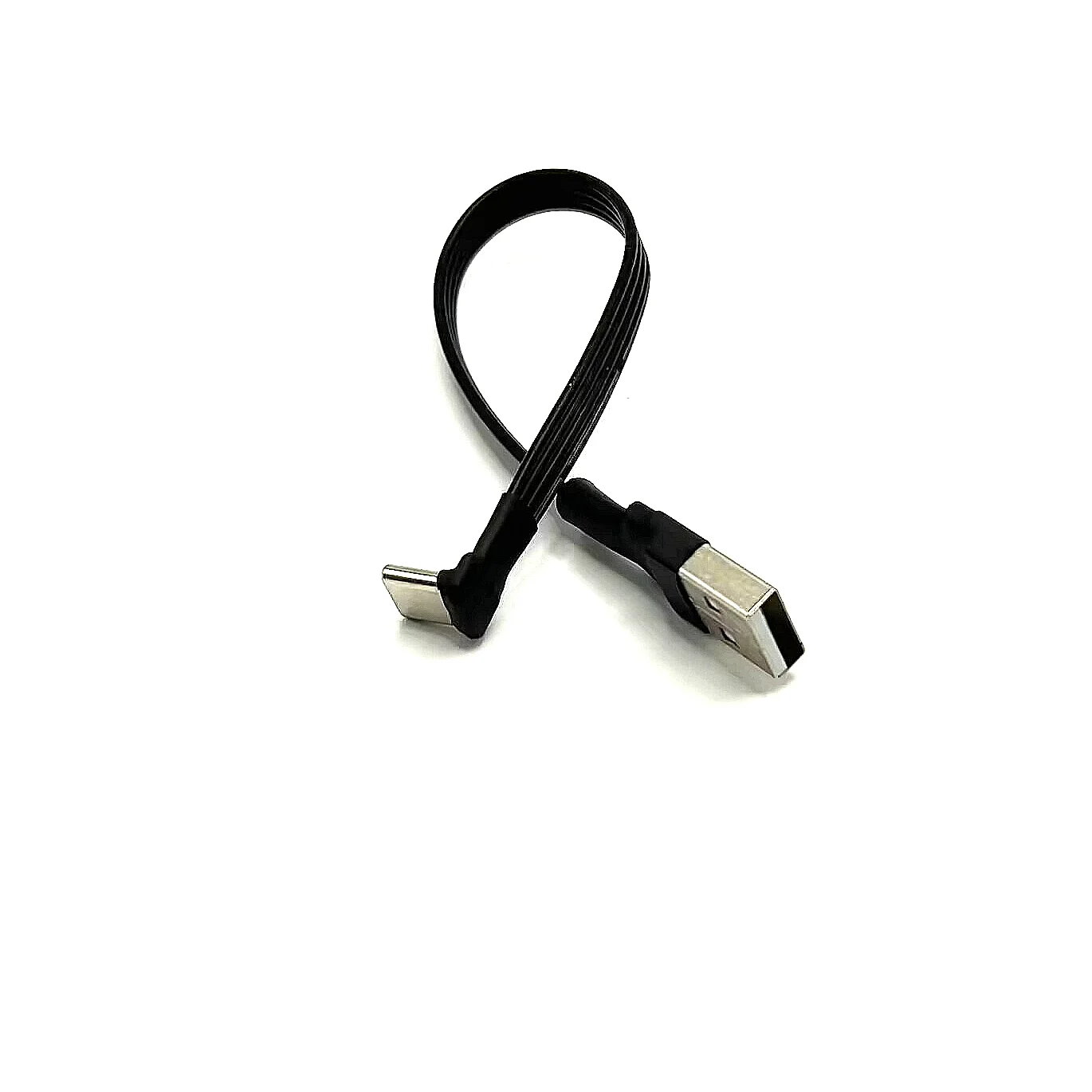 Super plano flexível usb 2.0 um macho para tipo c macho ângulo de 90 graus usb2.0 macho para usb c adaptador de cabo de extensão - Image 2