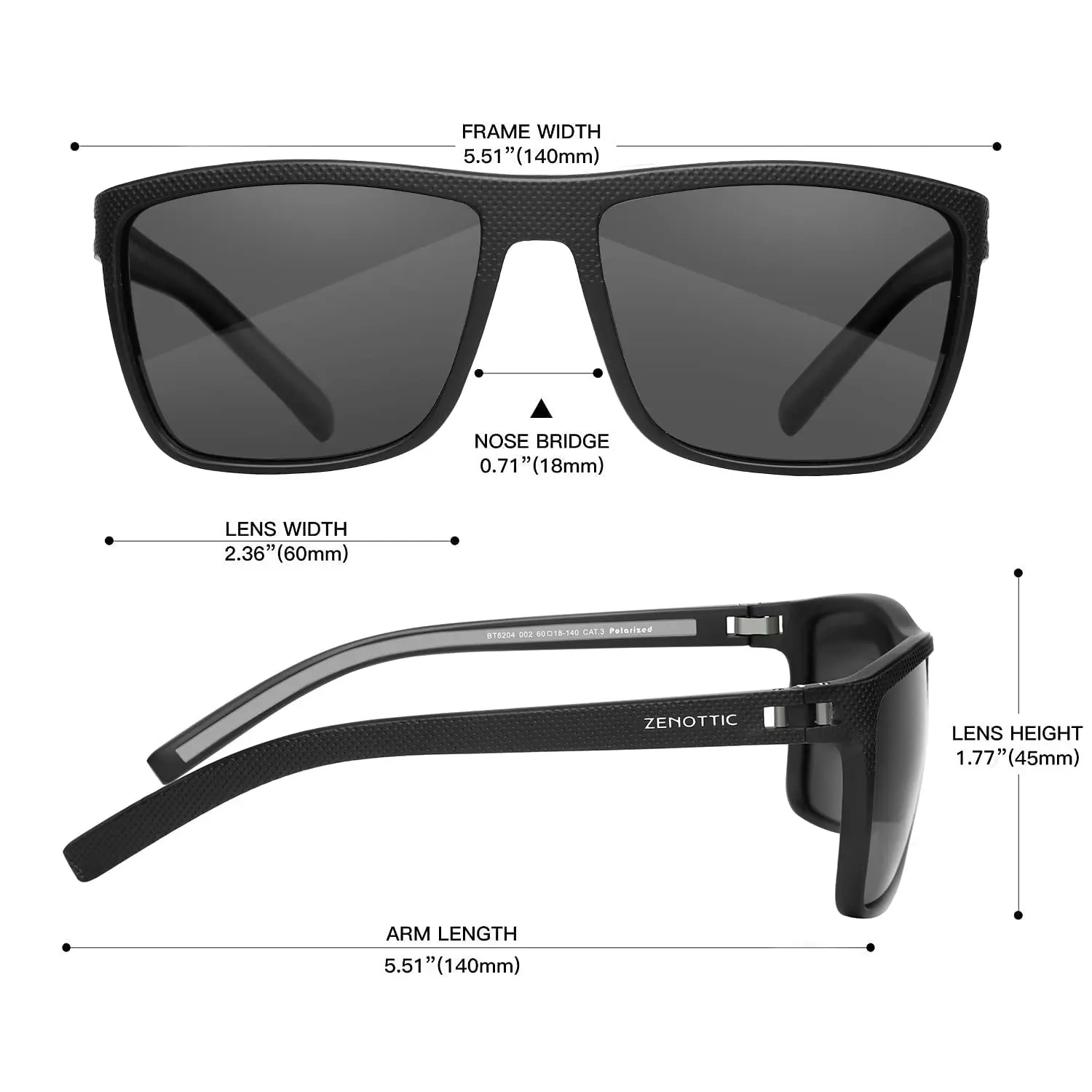 ZENOTTIC Óculos de sol polarizados retrô quadrados, óculos de sol ópticos progressivos TR90, leves e modernos, para mulheres e homens - Image 5