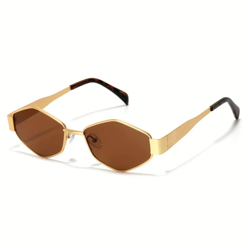 2 pares de óculos da moda femininos de verão, armação retrô dourada, combinação de óculos da moda, design de armação redonda poligonal - Image 5