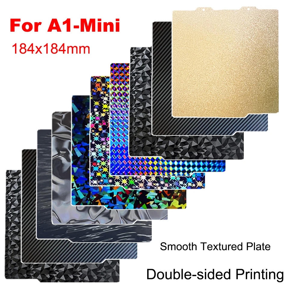 Folha pei para bambu lab a1 mini placa de construção 184x184mm dupla face peo pet impressão mola folha de aço para bambulab a1 mini placa